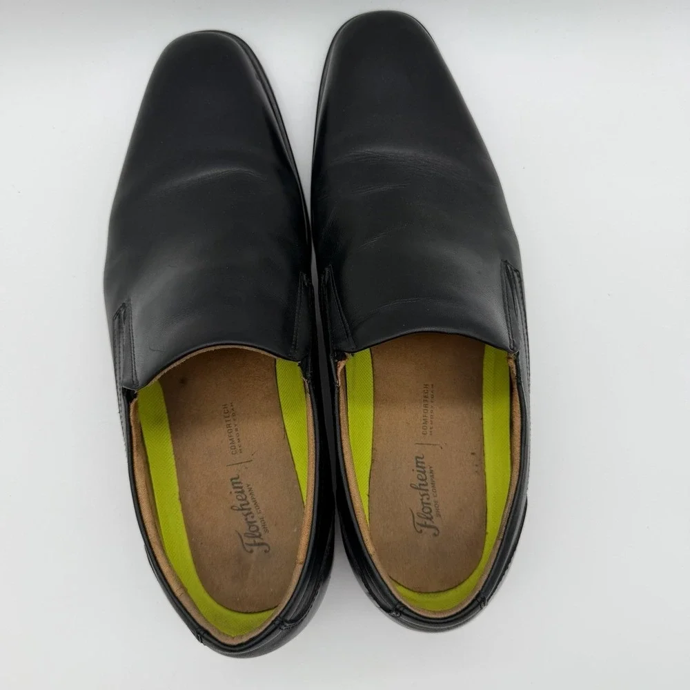 Florsheim Men's Midtown Moc Toe Slip On Black Leather Comfortech Size 12M
